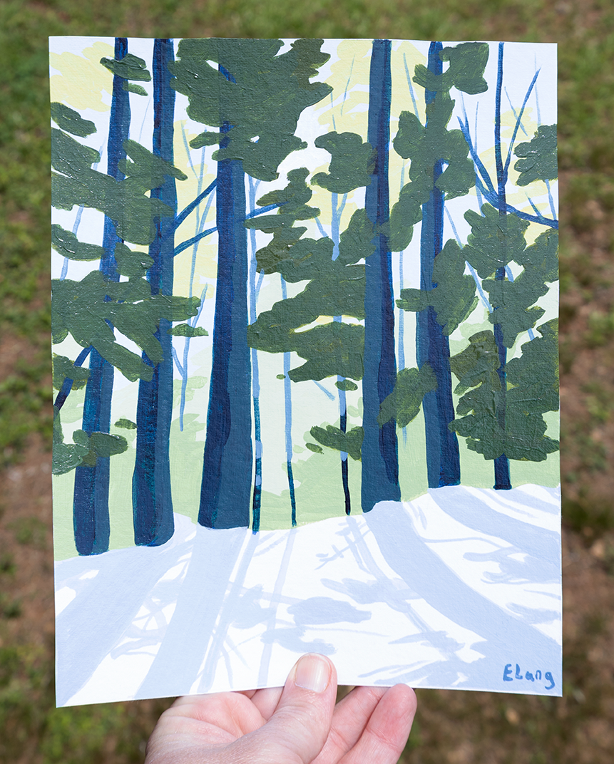 Light and Shadows original on paper – Between the Evergreens Art