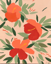 Load image into Gallery viewer, Vintage Hibiscus Flowers Original Painting
