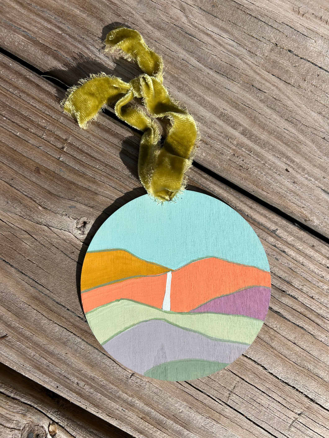 Mountain Waterfall Hand-painted ornament
