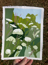 Load image into Gallery viewer, Queen Anne's Lace original framed painting on handmade paper
