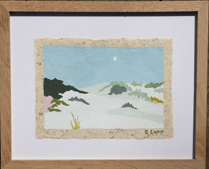 White Sand Dunes Acrylic on Handmade Paper