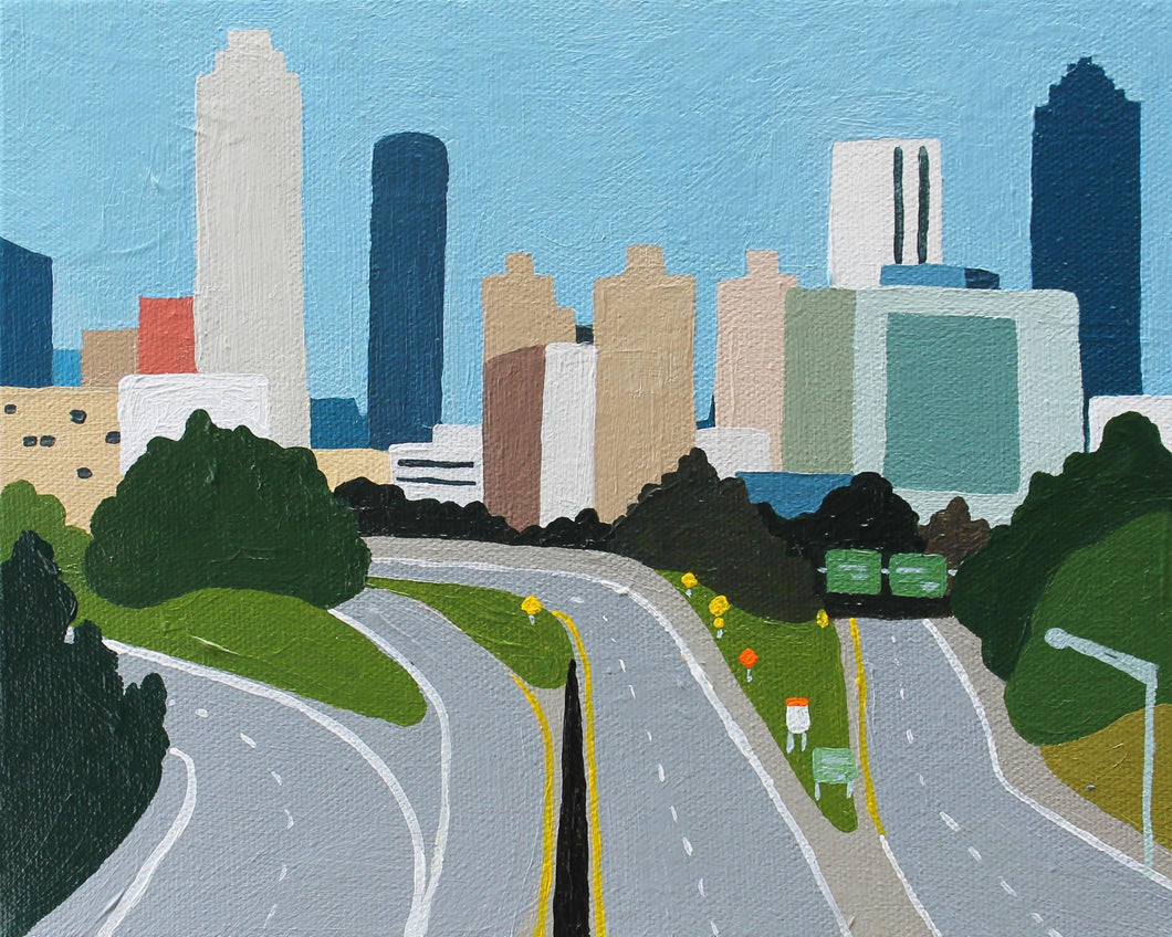 Freedom Parkway Atlanta Jackson Street Bridge View of Downtown Original Artwork Print