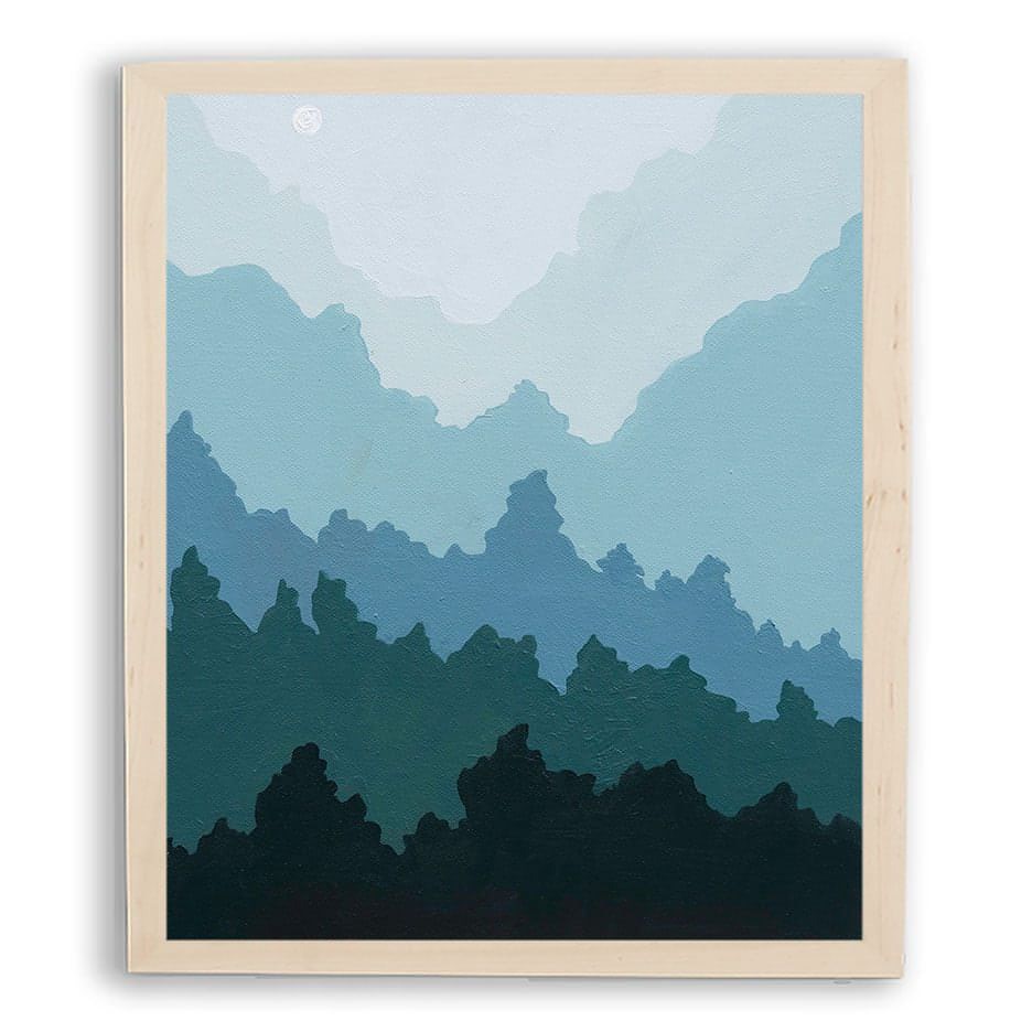 Misty Mountain Moon Framed Print